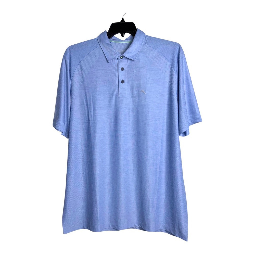 Tommy Bahamam Mens XLT IslandZone Palm Coast Pro Sky Blue Short Sleeve Polo NWT